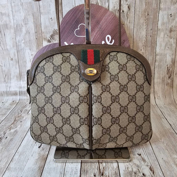 Gucci Sherry line Brown Beige Vintage Crossbody Shoulder Bag - Picture 1 of 9